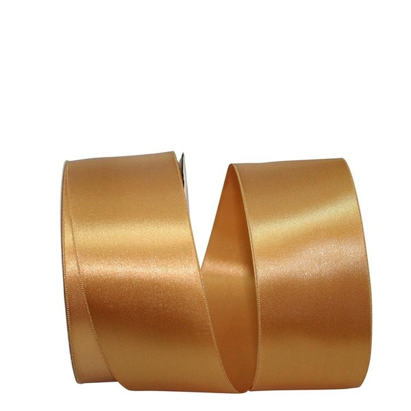 Reliant Ribbon 2.25 in. 50 Yards Double Face Satin Allure Ribbon, Old Gold 5000-928-16K